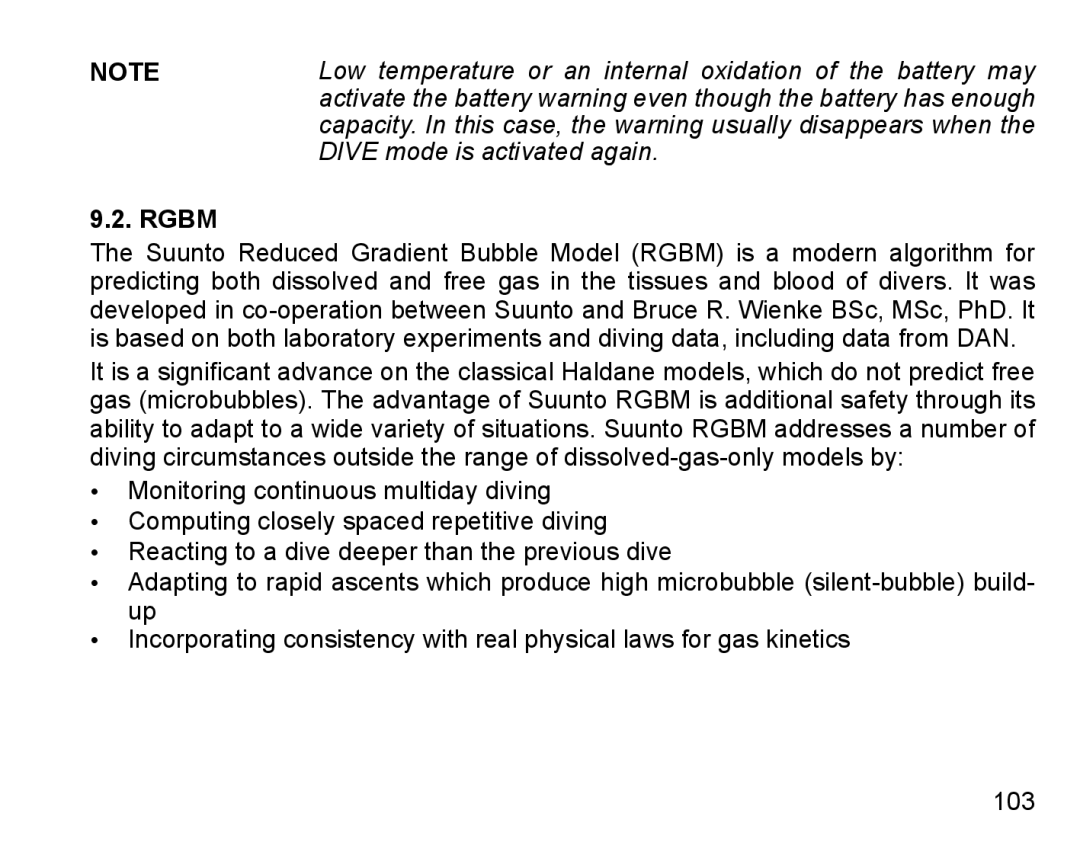 Suunto D9 manual Rgbm 