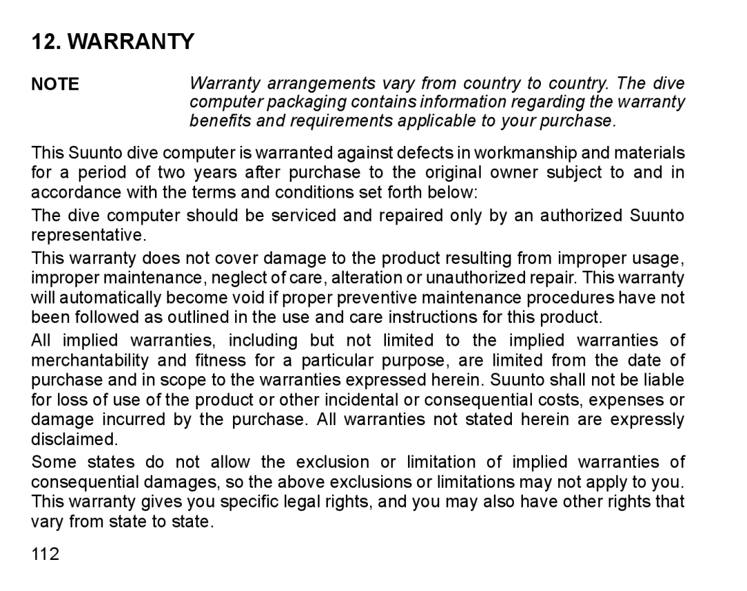 Suunto D9 manual Warranty, Benefits and requirements applicable to your purchase 