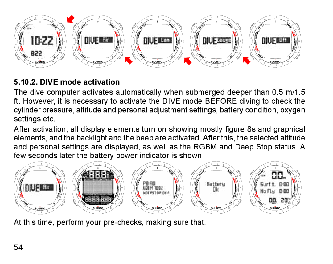 Suunto D9 manual Dive mode activation 