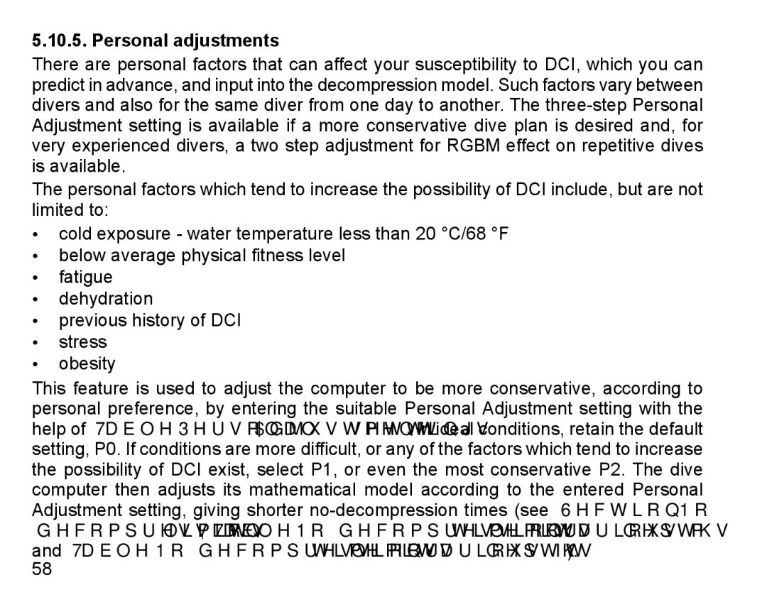 Suunto D9 manual Personal adjustments 