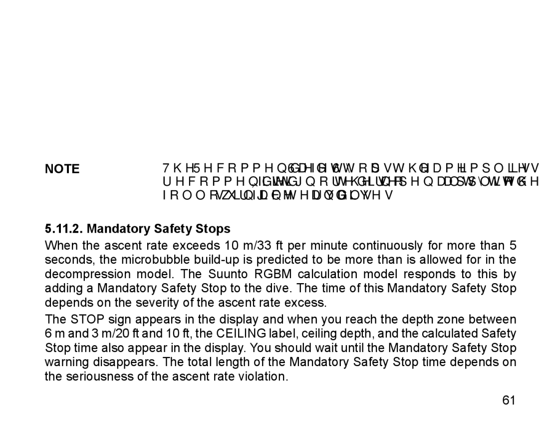 Suunto D9 manual Mandatory Safety Stops 