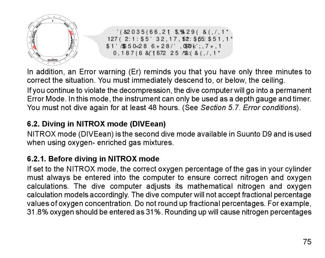 Suunto D9 manual Diving in Nitrox mode DIVEean, Before diving in Nitrox mode 