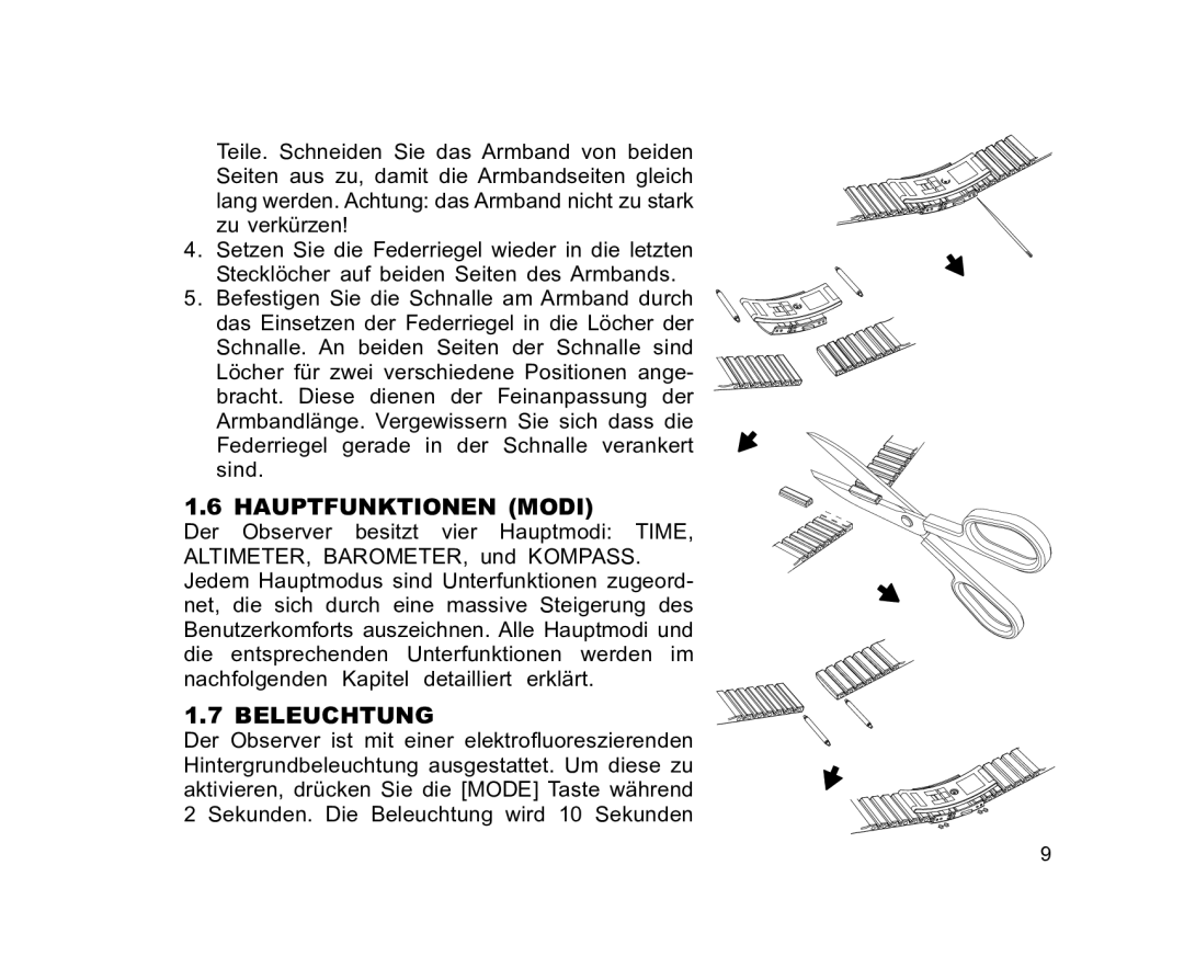 Suunto EN | FR | DE | ES | IT | NL | FI | SV manual Hauptfunktionen Modi, Beleuchtung 