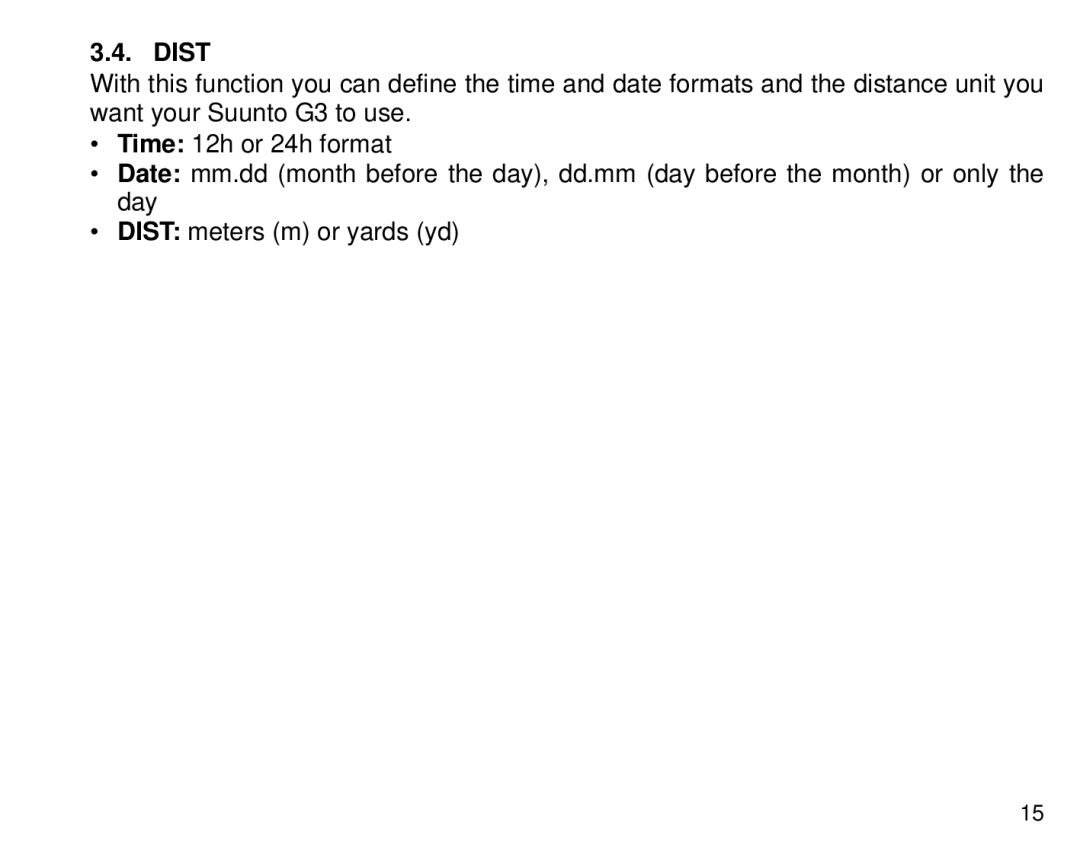 Suunto G3 manual Dist 