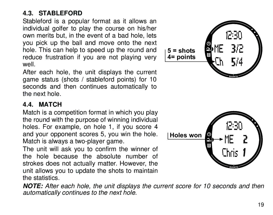 Suunto G3 manual Stableford, Match 