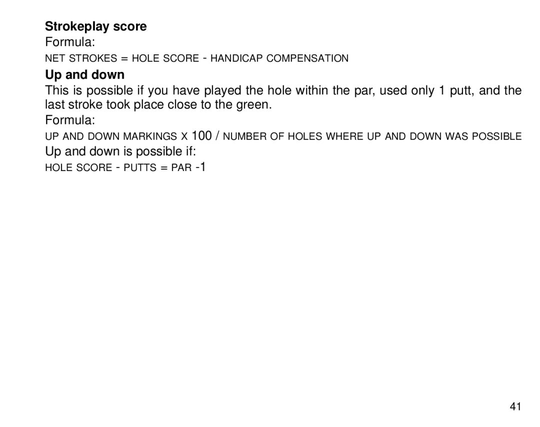 Suunto G3 manual Strokeplay score, Up and down 