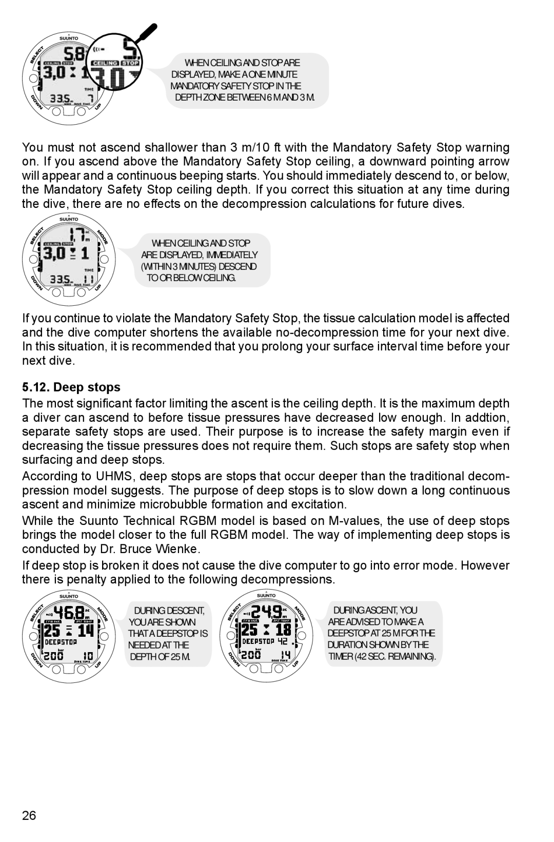 Suunto HELO2 manual Deep stops 