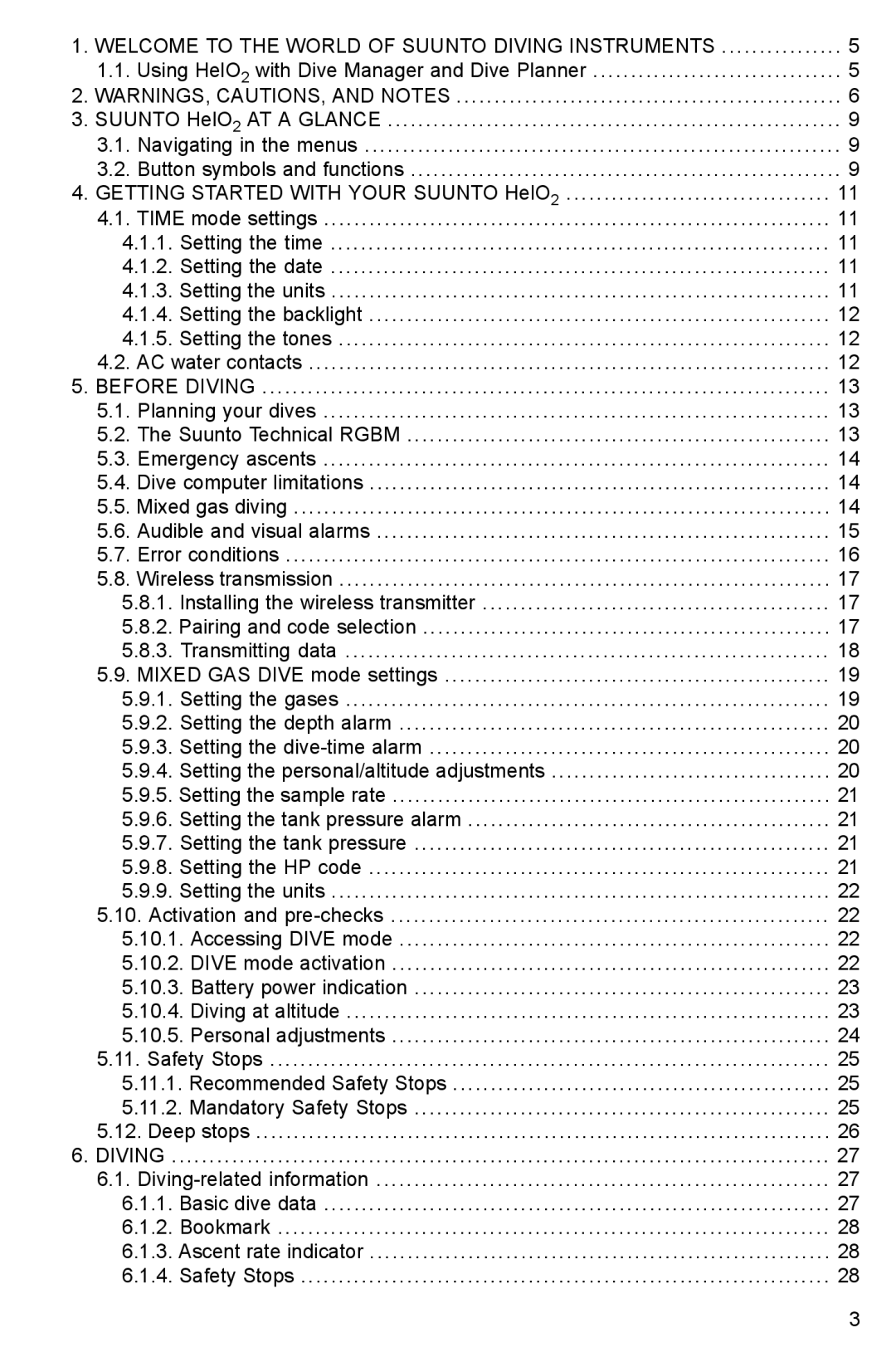 Suunto HELO2 manual Welcome to the World of Suunto Diving Instruments 