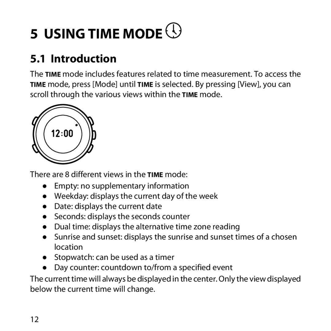 Suunto LUMI manual Using Time Mode, Introduction 