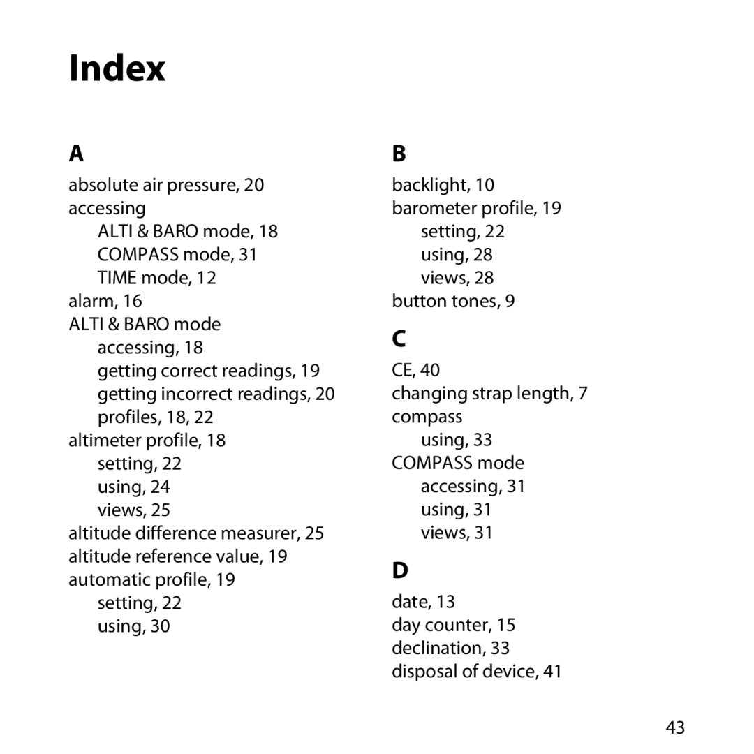 Suunto LUMI manual Index 