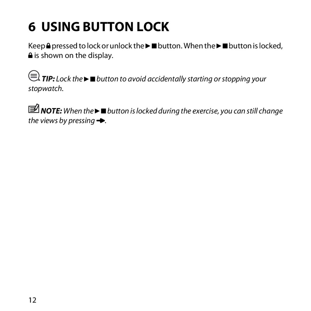 Suunto M2, M1 manual Using Button Lock 