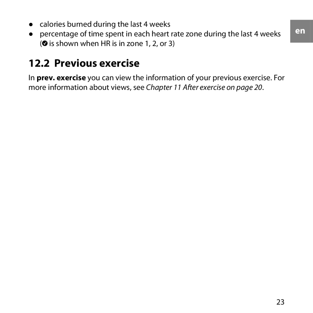 Suunto M1, M2 manual Previous exercise 