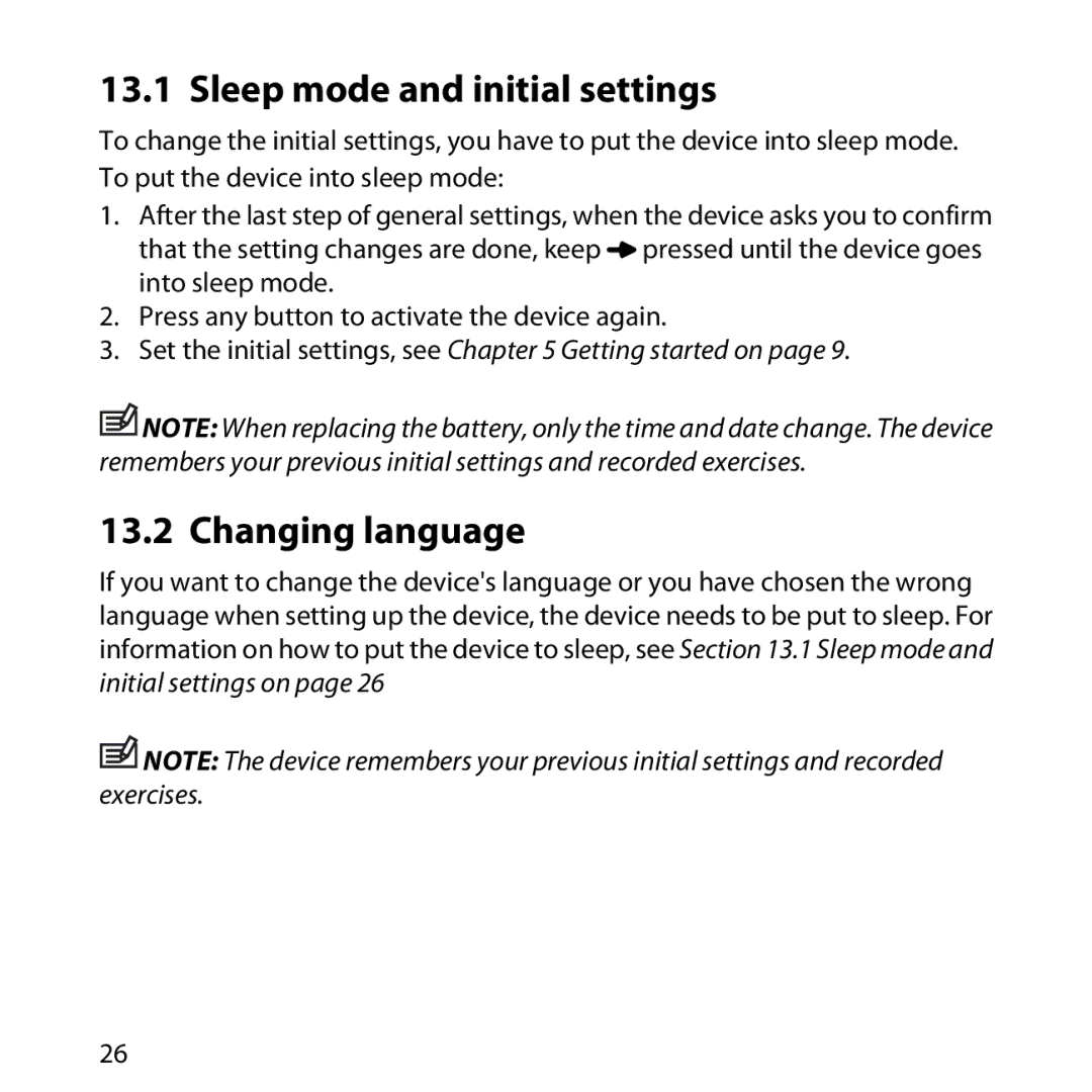 Suunto M2, M1 manual Sleep mode and initial settings, Changing language 