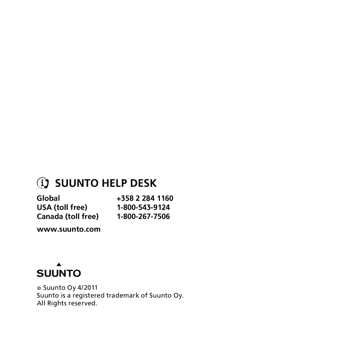 Suunto M1, M2 manual Suunto Help Desk 