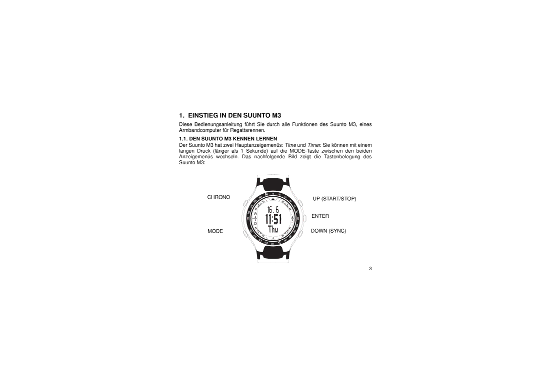 Suunto manual Einstieg in DEN Suunto M3, DEN Suunto M3 Kennen Lernen 