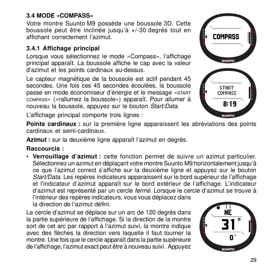 Suunto M9 manual Mode «COMPASS» 