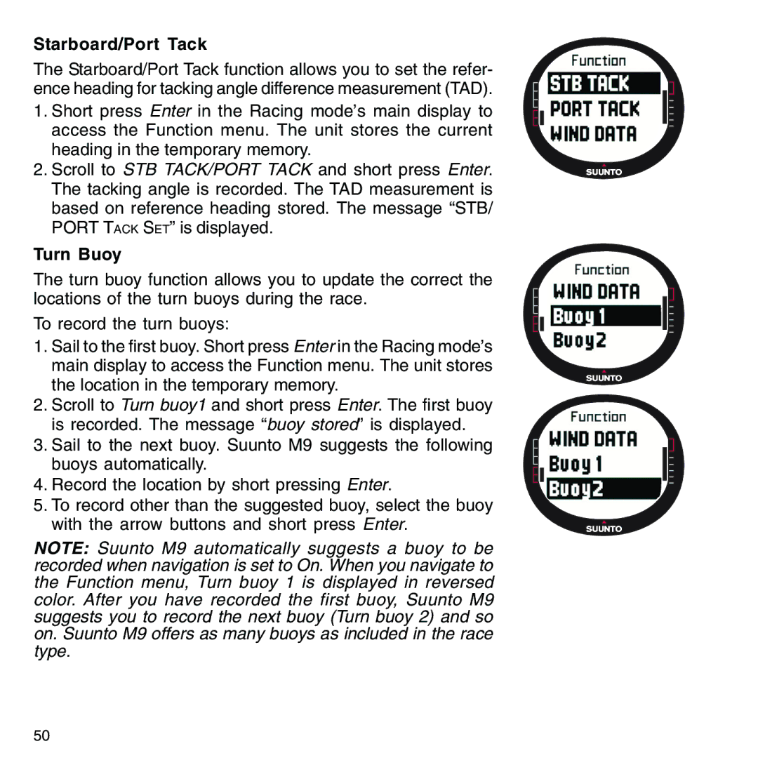 Suunto M9_en.p65 manual Starboard/Port Tack, Turn Buoy 