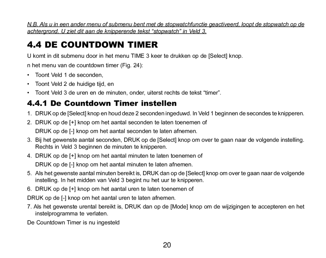 Suunto MARINER | REGATTA | YACHTSMAN manual DE Countdown Timer, De Countdown Timer instellen 