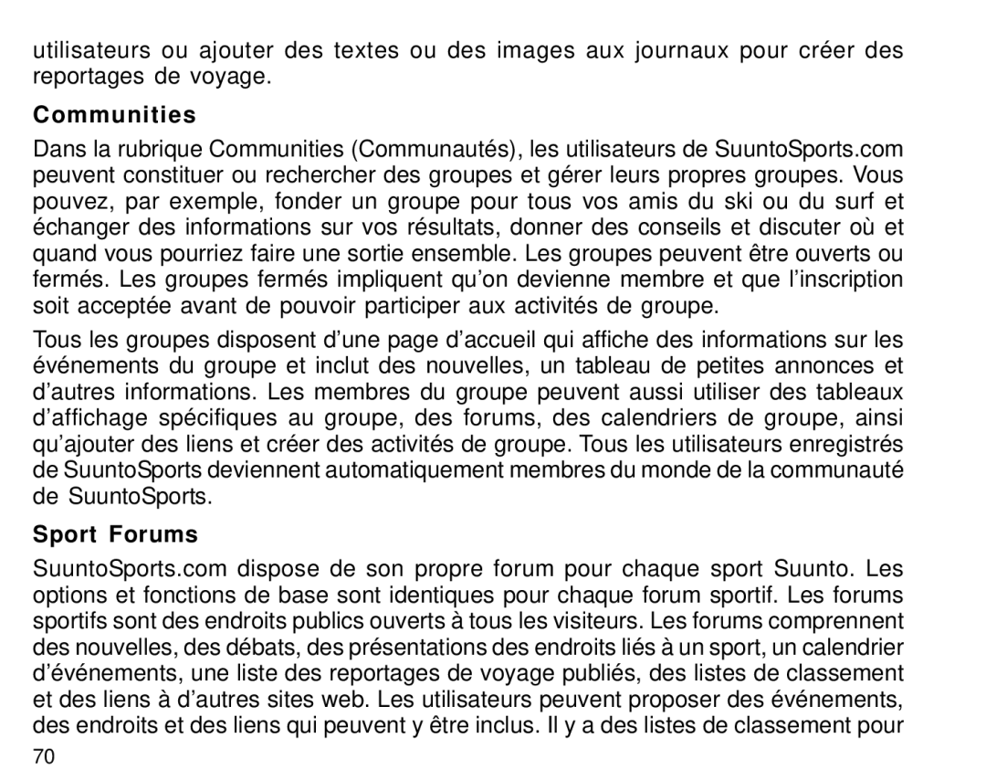 Suunto S6 manual Communities 