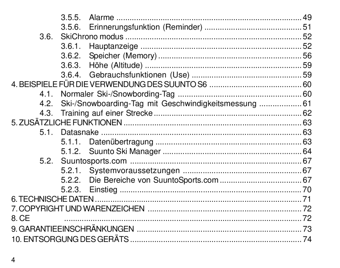 Suunto S6 manual SkiChrono modus 