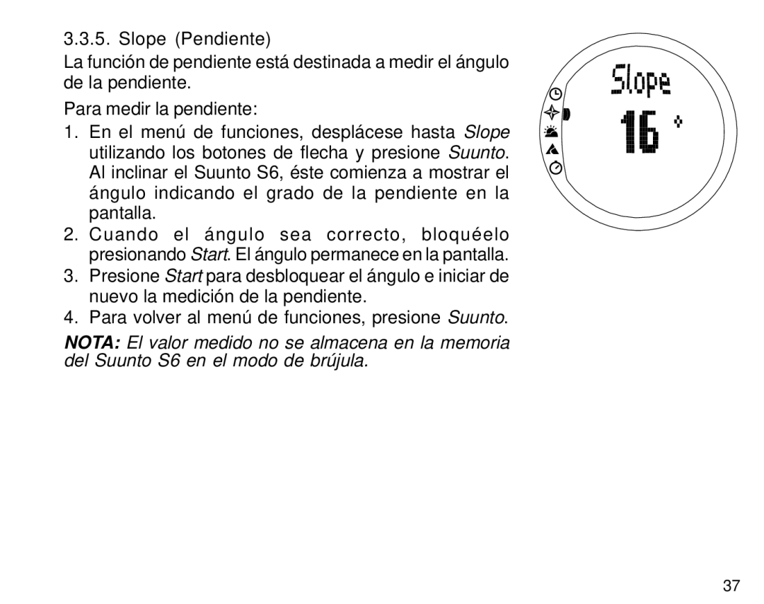 Suunto S6 manual Slope Pendiente 