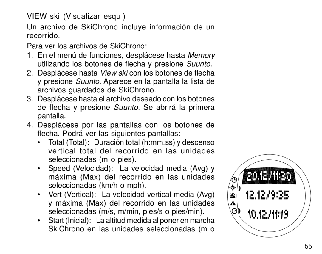 Suunto S6 manual View ski Visualizar esquí 