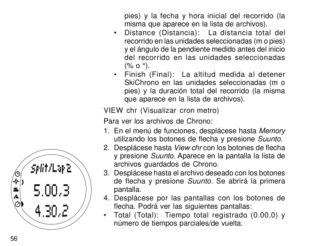 Suunto S6 manual View chr Visualizar cronómetro 