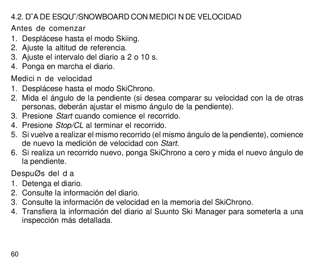 Suunto S6 manual Medición de velocidad 