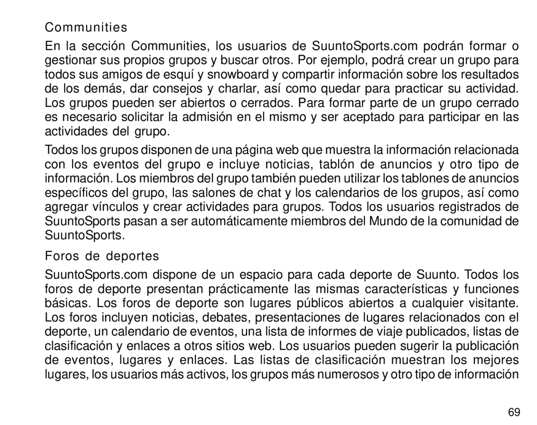 Suunto S6 manual Communities, Foros de deportes 