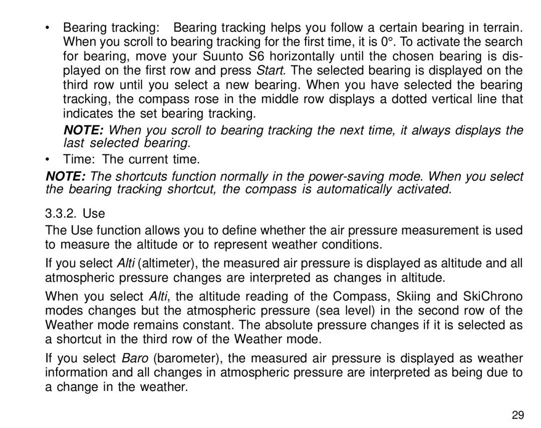 Suunto S6 manual Use 