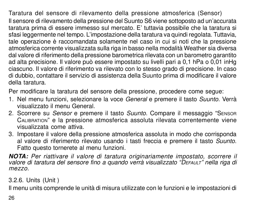 Suunto S6 manual Units Unità 