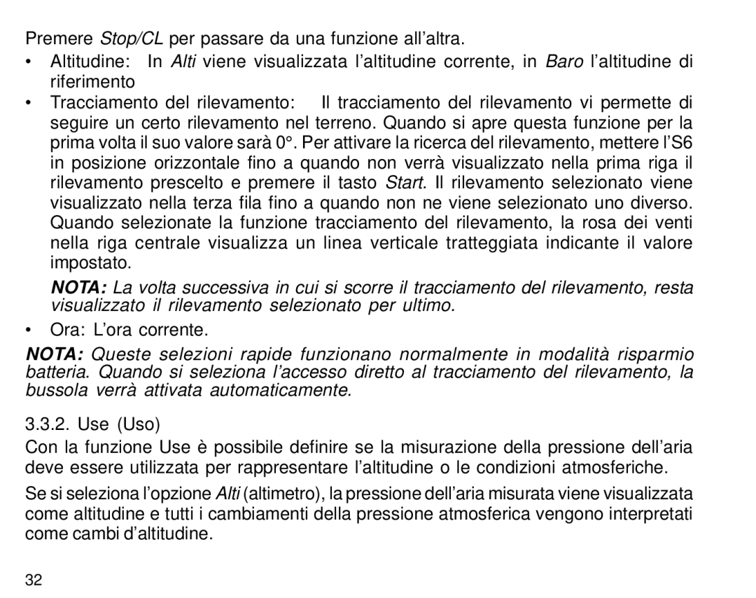 Suunto S6 manual Ora L’ora corrente 