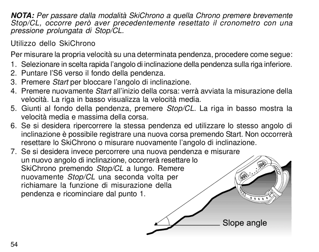 Suunto S6 manual Utilizzo dello SkiChrono 