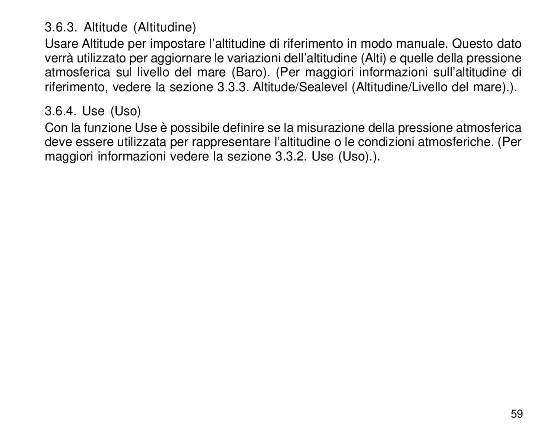 Suunto S6 manual Altitude Altitudine 