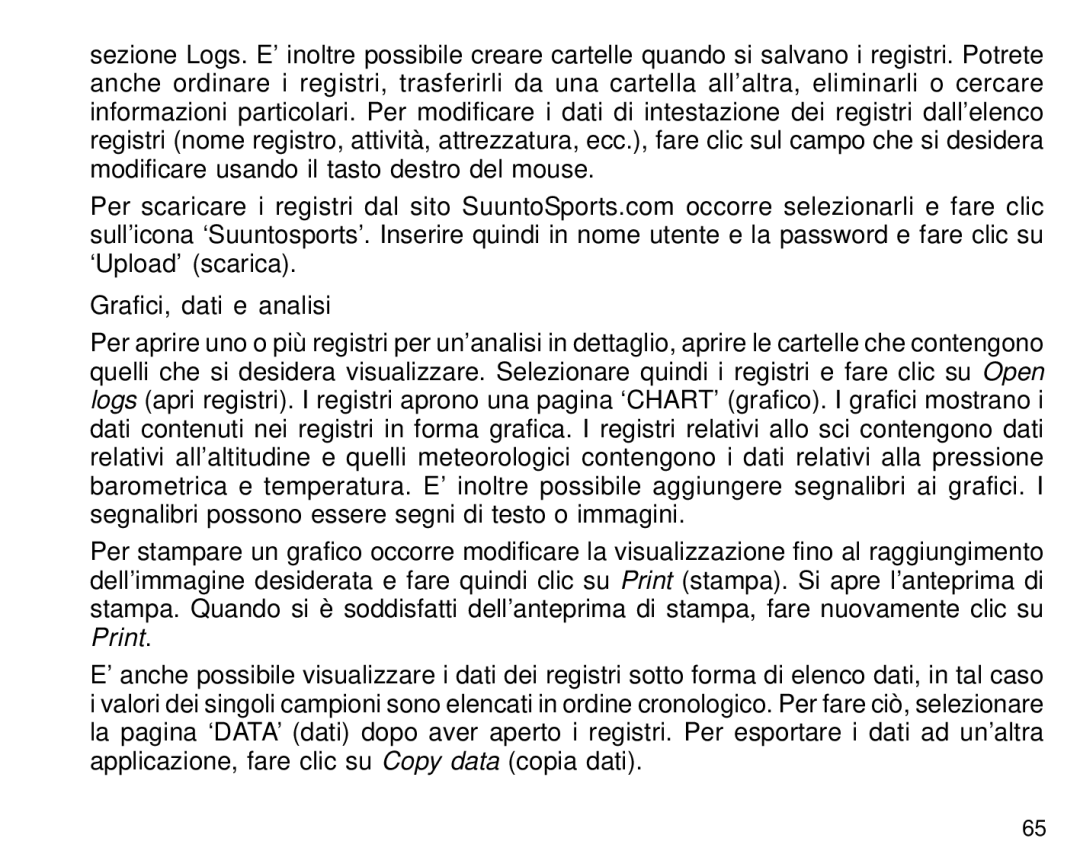 Suunto S6 manual Grafici, dati e analisi 