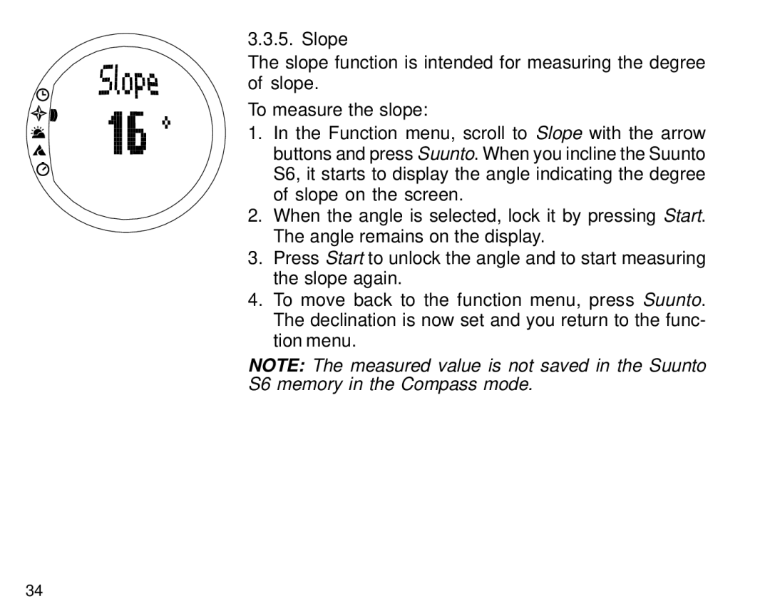 Suunto S6 manual Slope 