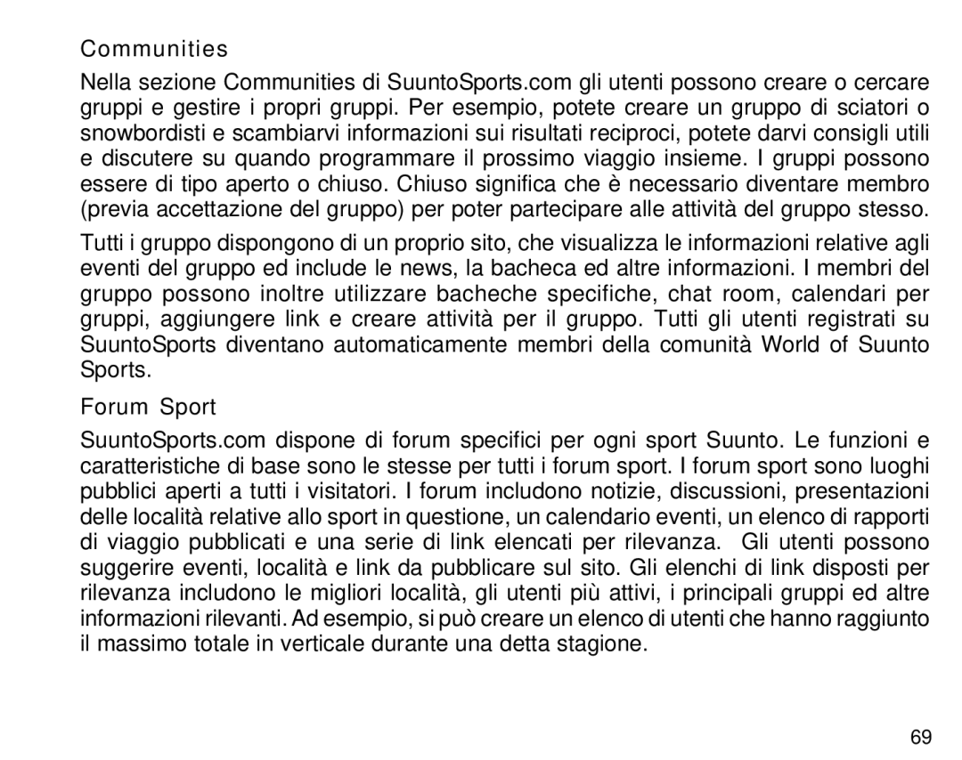 Suunto S6 manual Communities, Forum Sport 