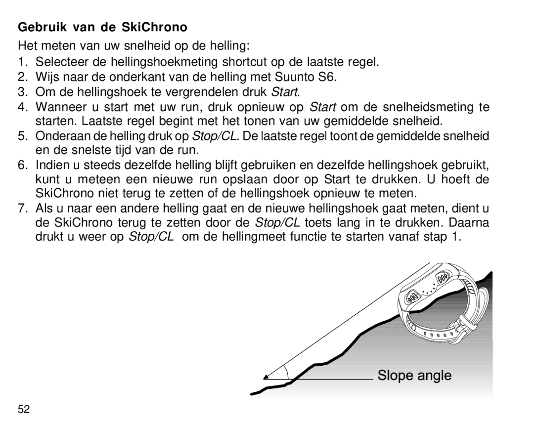 Suunto S6 manual Gebruik van de SkiChrono 