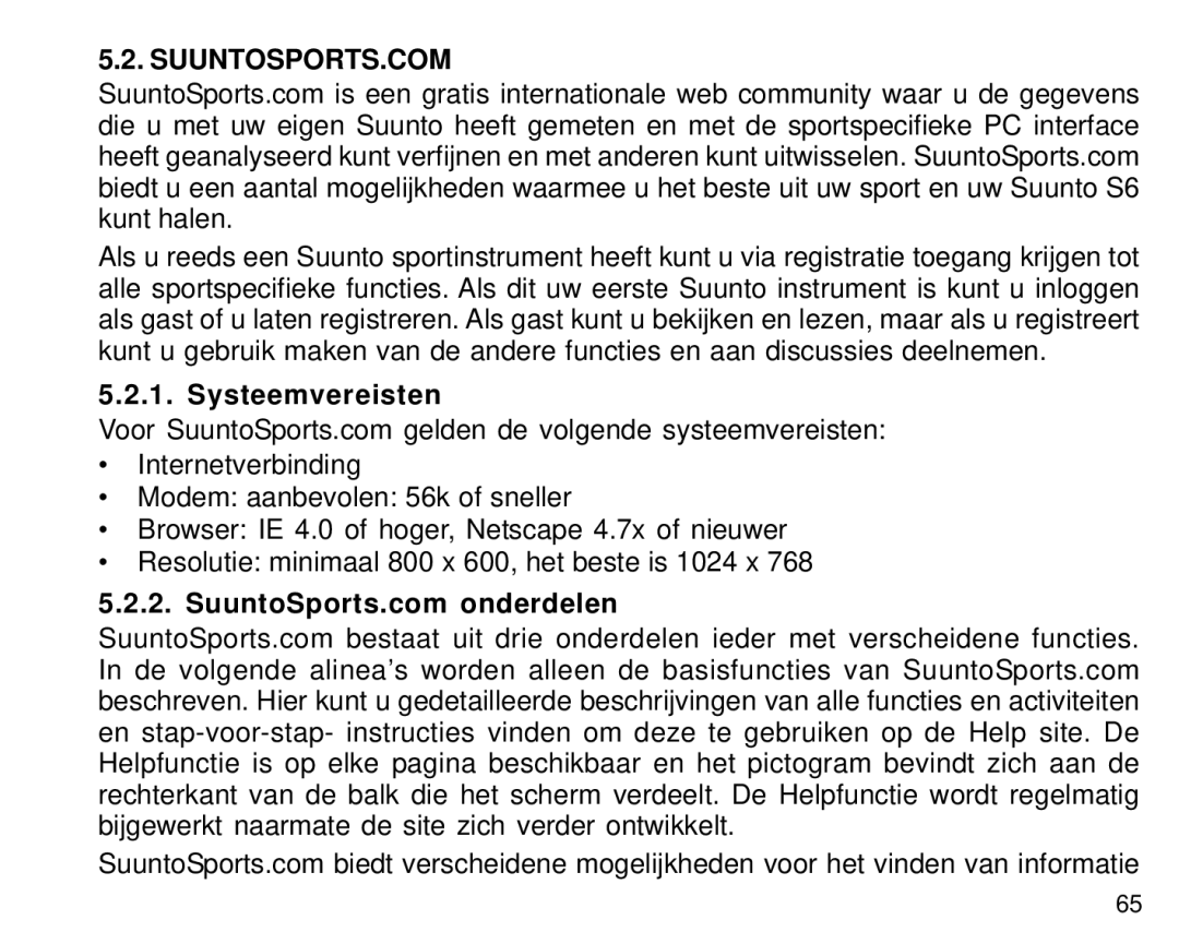 Suunto S6 manual Suuntosports.Com, Systeemvereisten 