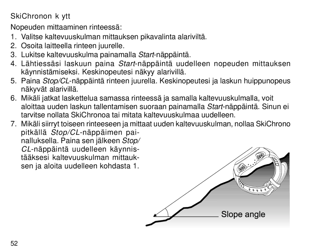 Suunto S6 manual SkiChronon käyttö 