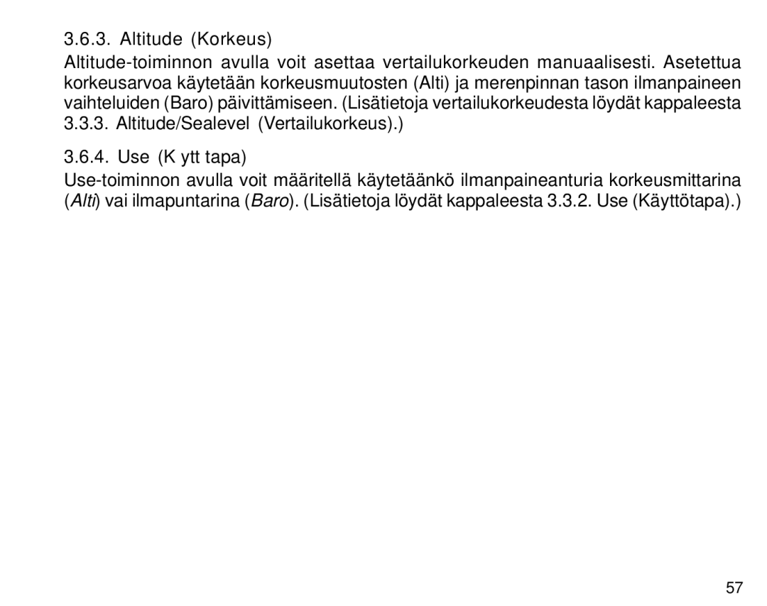 Suunto S6 manual Altitude Korkeus 