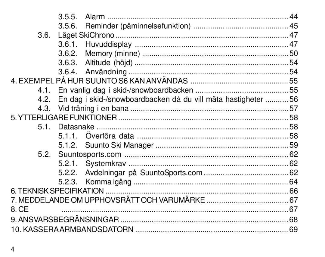 Suunto S6 manual Läget SkiChrono 