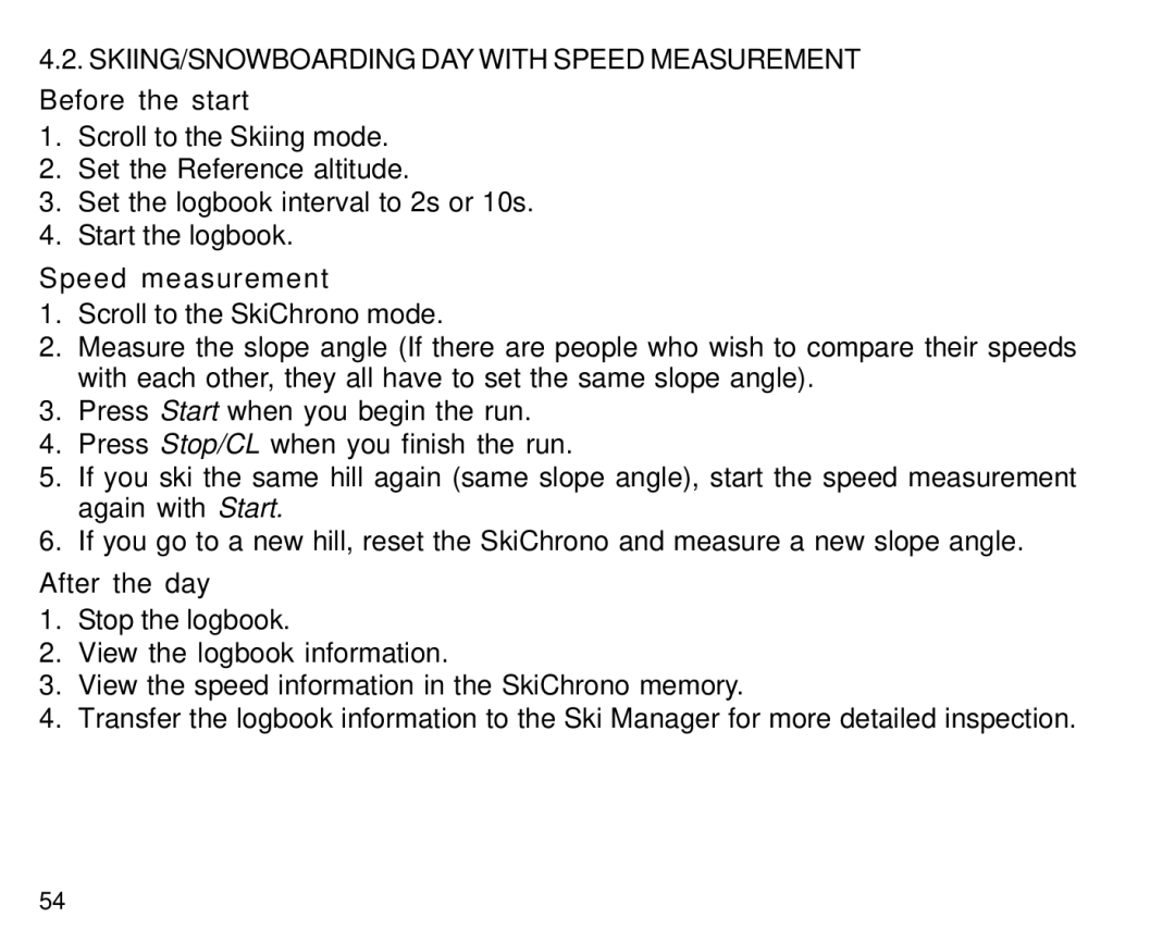 Suunto S6 manual Speed measurement 