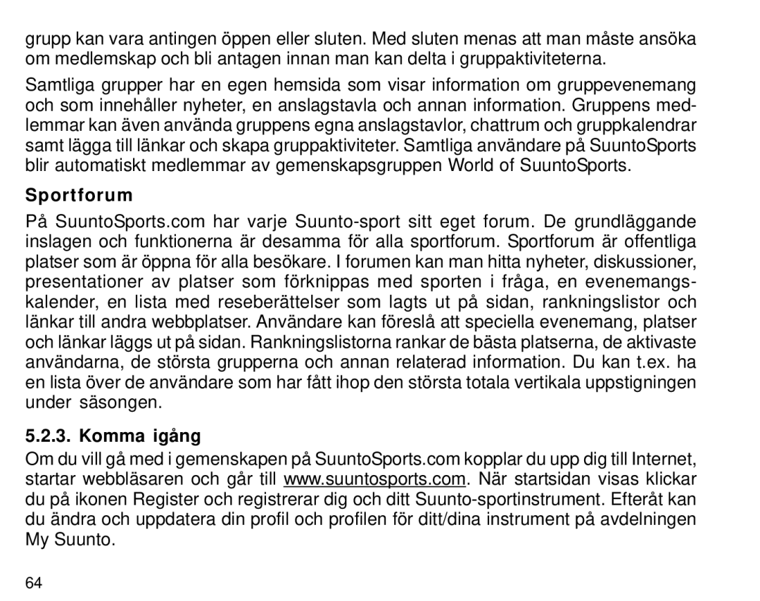 Suunto S6 manual Sportforum Komma igång 