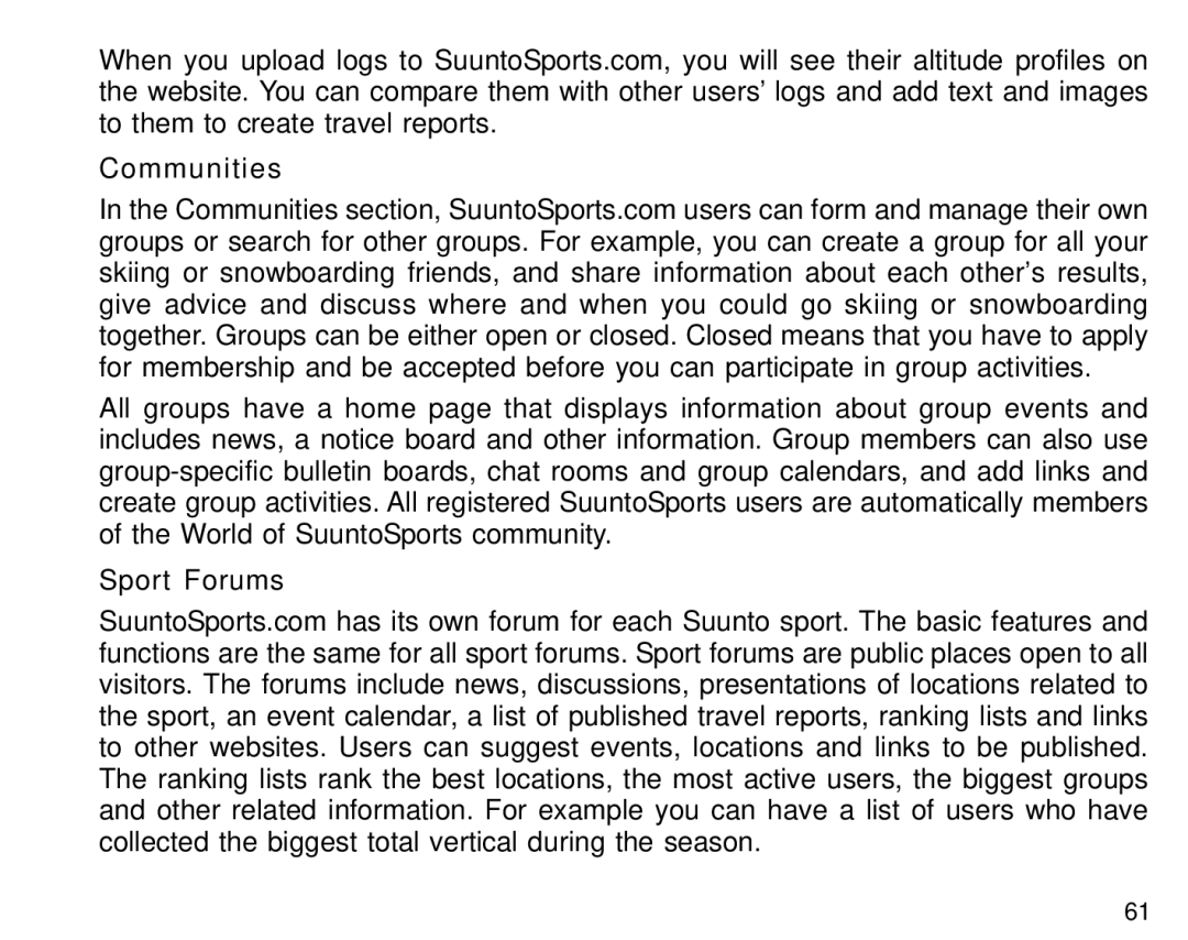 Suunto S6 manual Communities, Sport Forums 