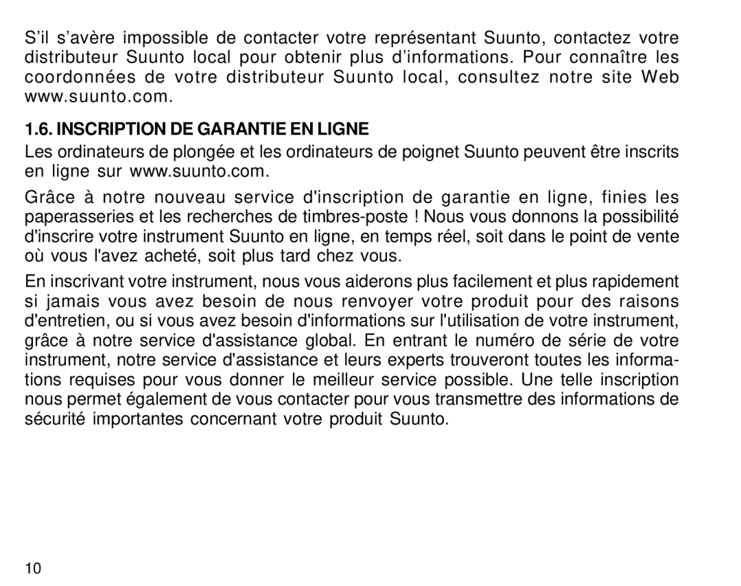 Suunto S6 manual Inscription DE Garantie EN Ligne 