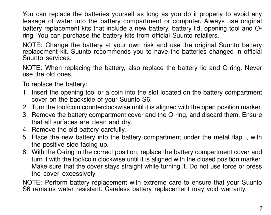 Suunto S6 manual 