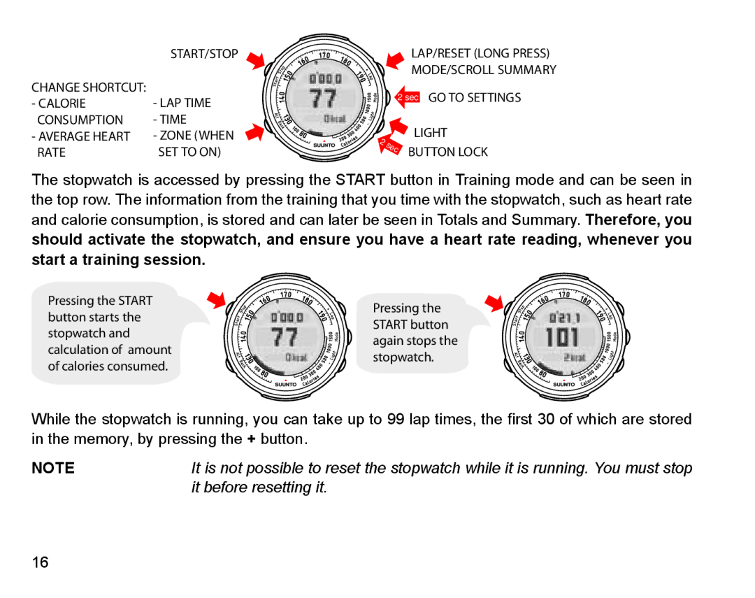 Suunto Stopwatch manual It before resetting it 