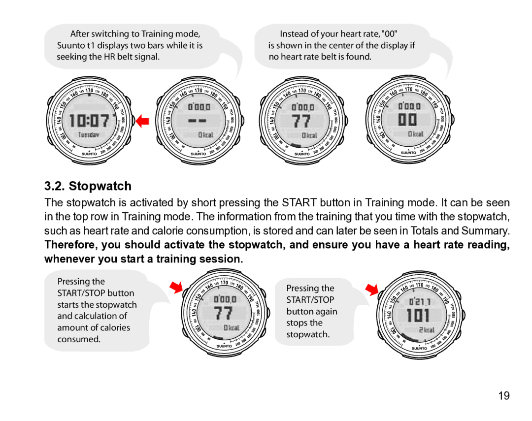 Suunto t1 manual Stopwatch 