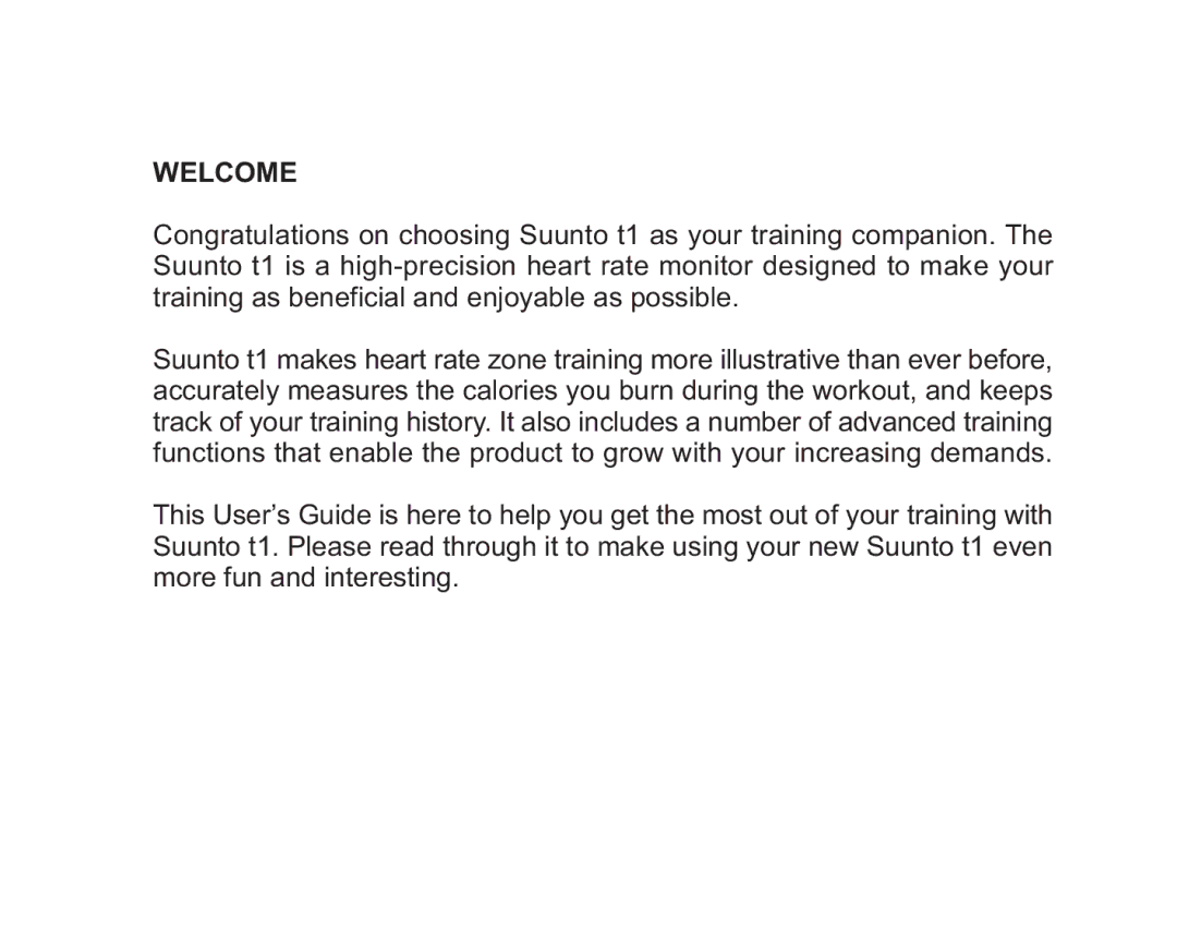 Suunto t1 manual Welcome 